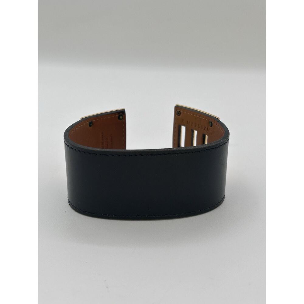 Authentic Hermes Kelly Bangle Bracelet Black Leather Gold Metal Accessory France - Picture 3 of 8